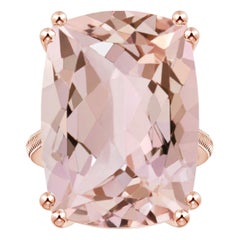 Angara GIA Certified Solitaire Cushion Morganite Feather Ring in Rose Gold