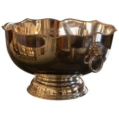 Vintage Silver on Copper Rose Bowl with Lion Handles