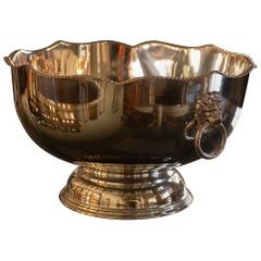 Retro Silver on Copper Rose Bowl with Lion Handles