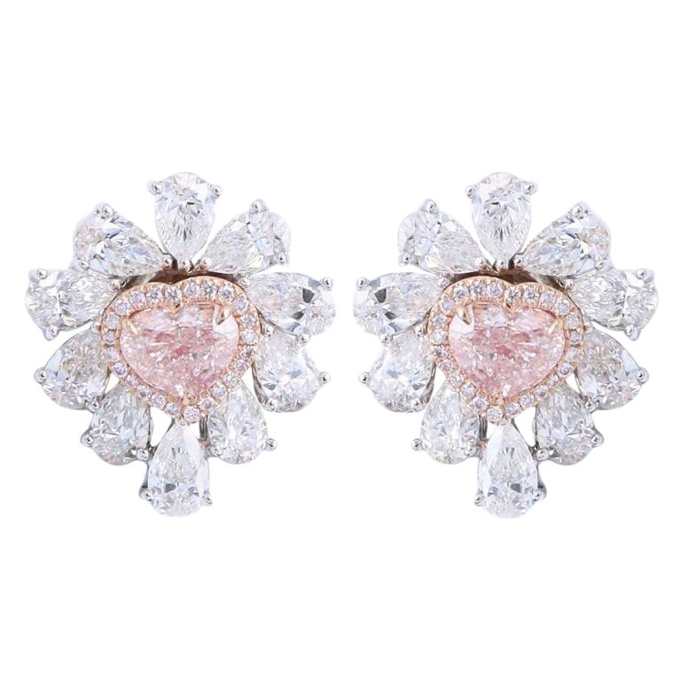 Emilio Jewelry GIA Certified Natural Pink Heart Stud Diamond Earrings For  Sale at 1stDibs | pink heart diamond earrings