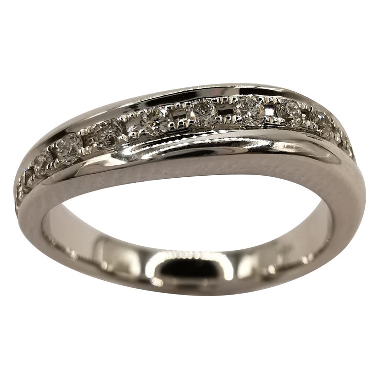 Customizable 18K White Gold Diamond Curvy Channel Set Half Eternity