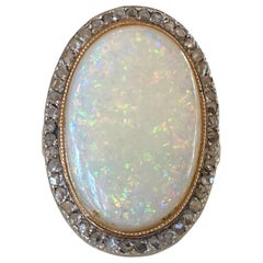 Vintage Two-Tone Australian Opal and Diamond Cocktail Ring