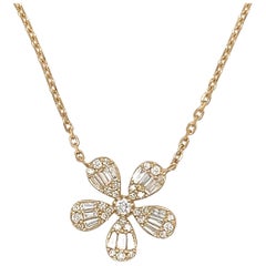 Diamond Clover Necklace in 18 Karat Yellow Gold