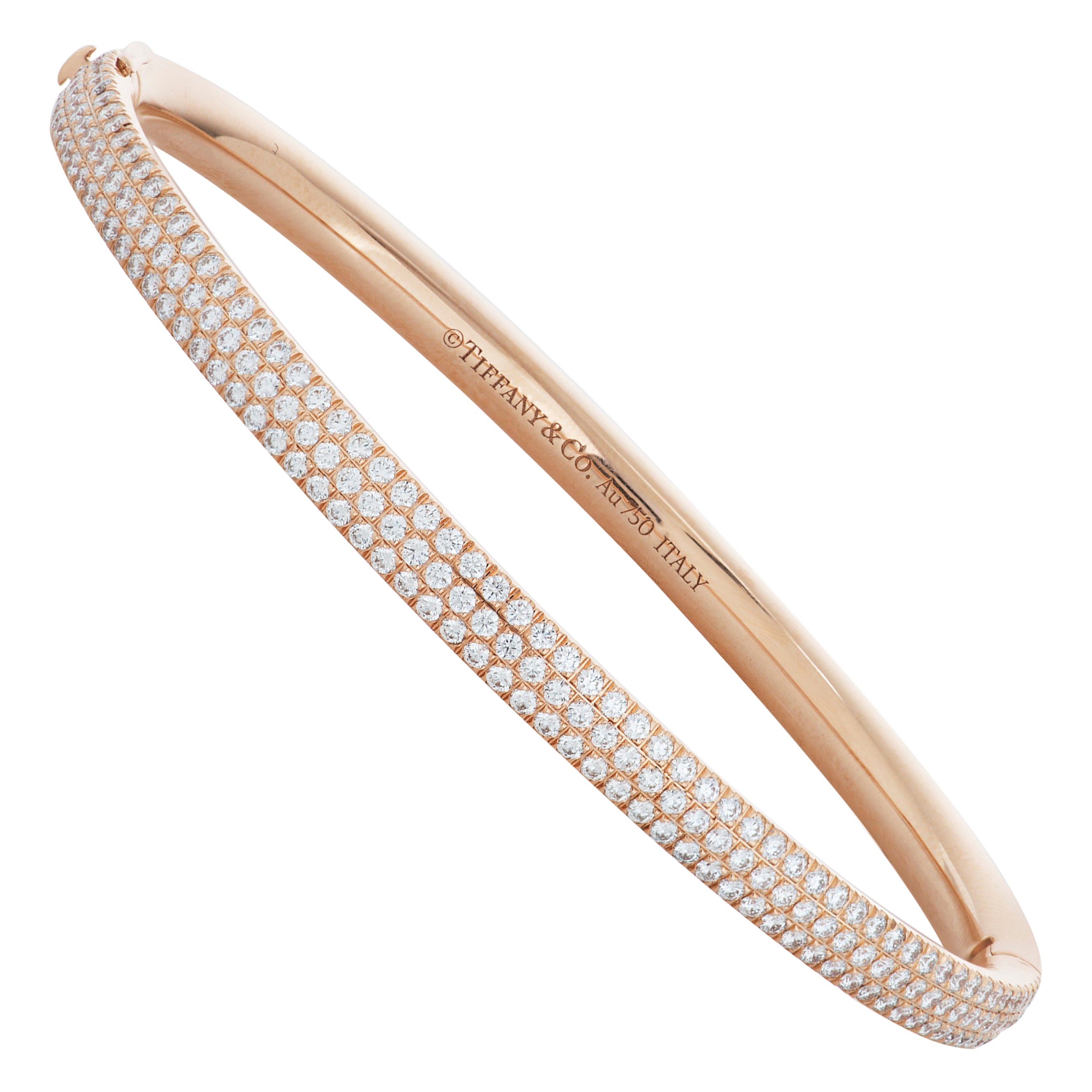 Tiffany and Co. 3 Row Diamond Metro Bangle Bracelet in 18K Rose Gold For  Sale at 1stDibs | tiffany metro wire bracelet, tiffany and co bracelet rose  gold, bangle diamond bracelet