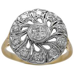 Antique .15 Carat Diamond Platinum Gold Fashion Ring 