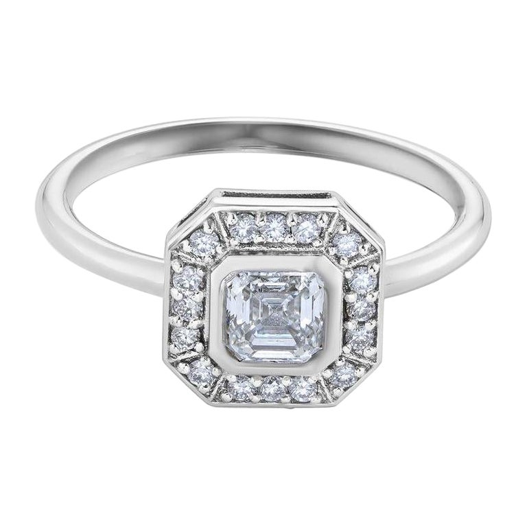For Sale:  Art Deco Inspired 0.5ct Diamond Ring in 14k White Gold