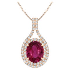 ANGARA GIA Certified Natural Pink Sapphire and Diamond Rose Gold Pendant