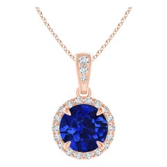 ANGARA Collana con ciondolo in oro rosa con zaffiro naturale certificato GIA e diamante