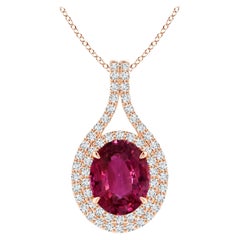 Angara GIA Certified Natural Pink Sapphire and Diamond Rose Gold Pendant