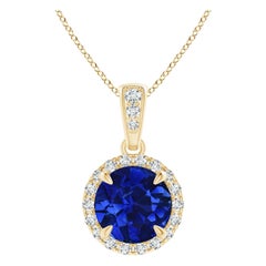 ANGARA GIA Certified Natural Sapphire Yellow Gold Pendant Necklace with Diamond