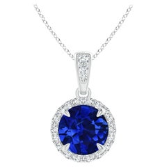 ANGARA Collana con ciondolo in platino con zaffiro naturale certificato GIA e diamante