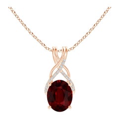 ANGARA GIA Certified Natural Ruby Rose Gold Pendant Necklace with Diamonds