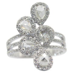 PANIM 1.30 Carat Diamond Rosecut Petal 18K White Gold Ring