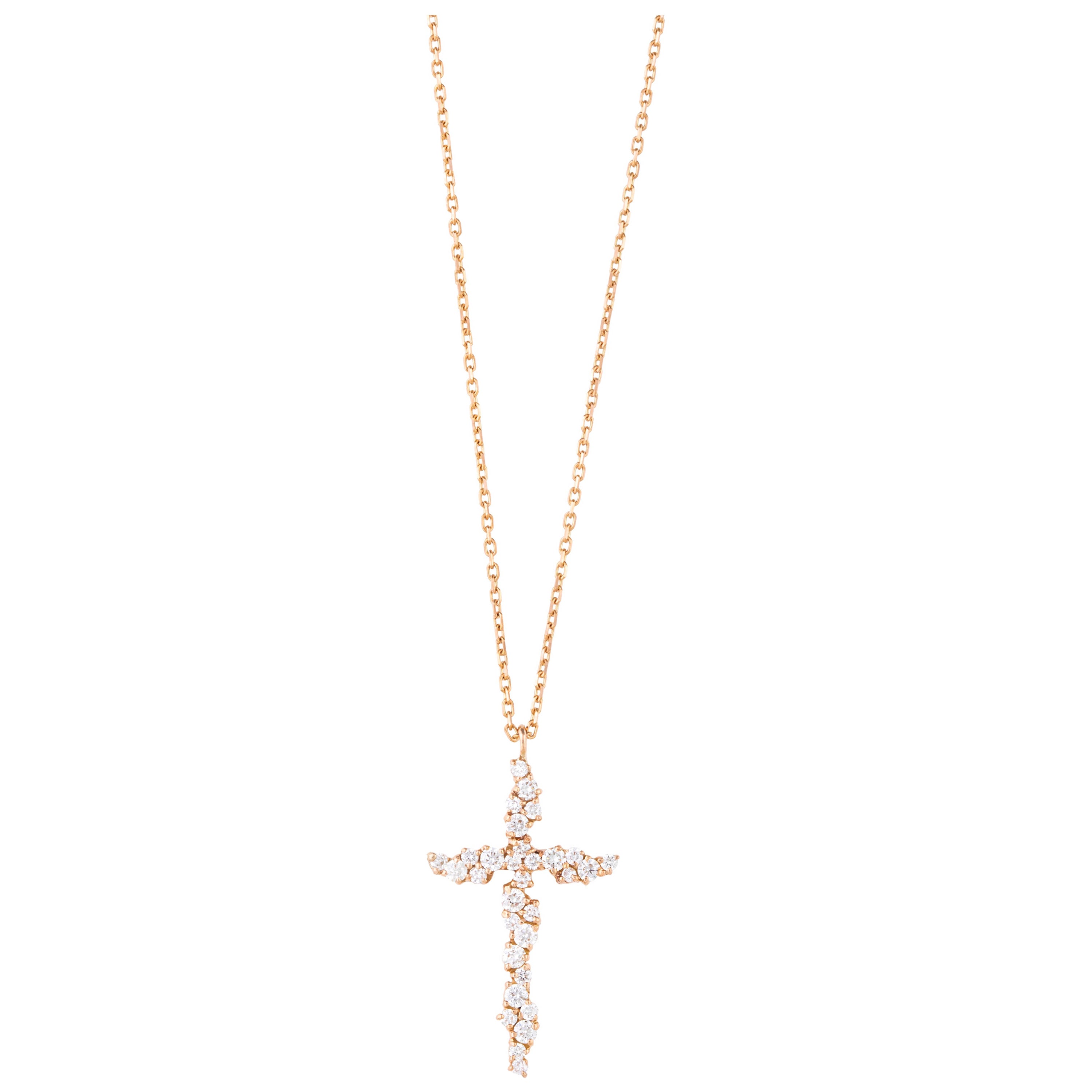 Scintilla Diamond Cross Necklace by Joanna Achkar  For Sale