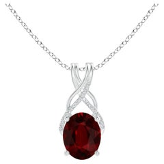 ANGARA Collana con ciondolo in platino con rubino naturale certificato GIA e diamanti