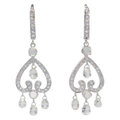 PANIM 3.51 Carat Diamond Briolette & Roundell 18K White Gold Earrings
