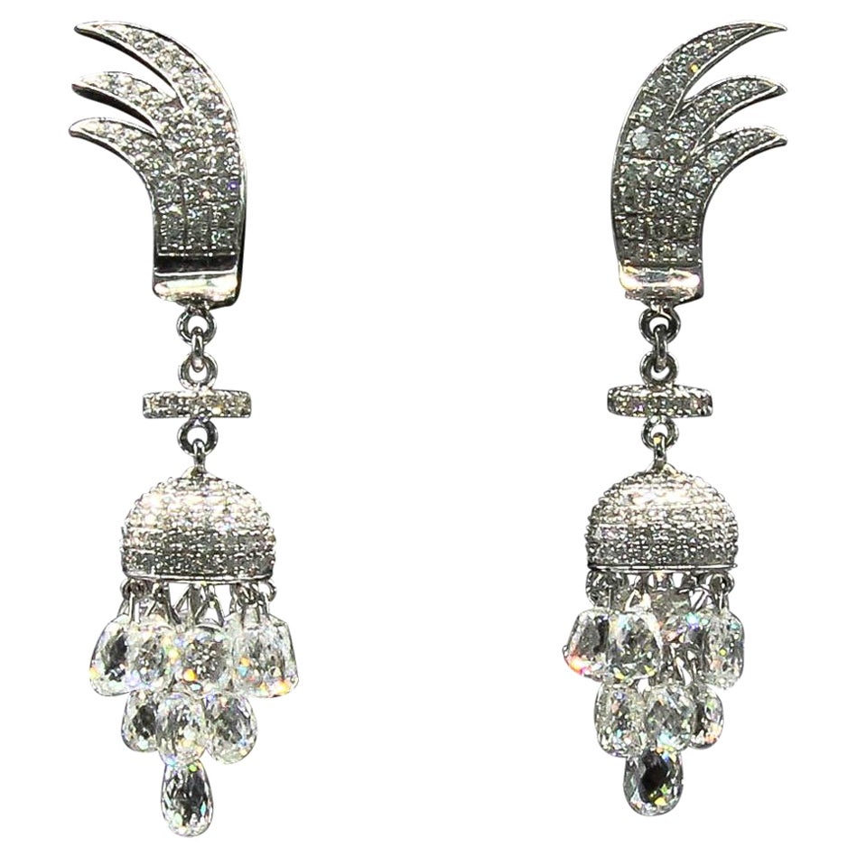 PANIM  7.46 Carat 18K White Gold Miniature Drop Diamond Earrings For Sale