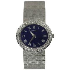 Piaget Ladies White Gold Diamond Lapis Dial Roman Numeral Watch/Wristwatch 7