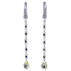 PANIM Diamond Briolette 18K White Gold Mono Drop Earrings