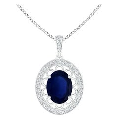 ANGARA GIA Certified Natural Blue Sapphire Rose Gold Pendant Necklace