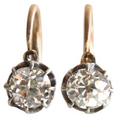 Victorian Old-Cut Diamond Silver Gold Ear Stud Earrings