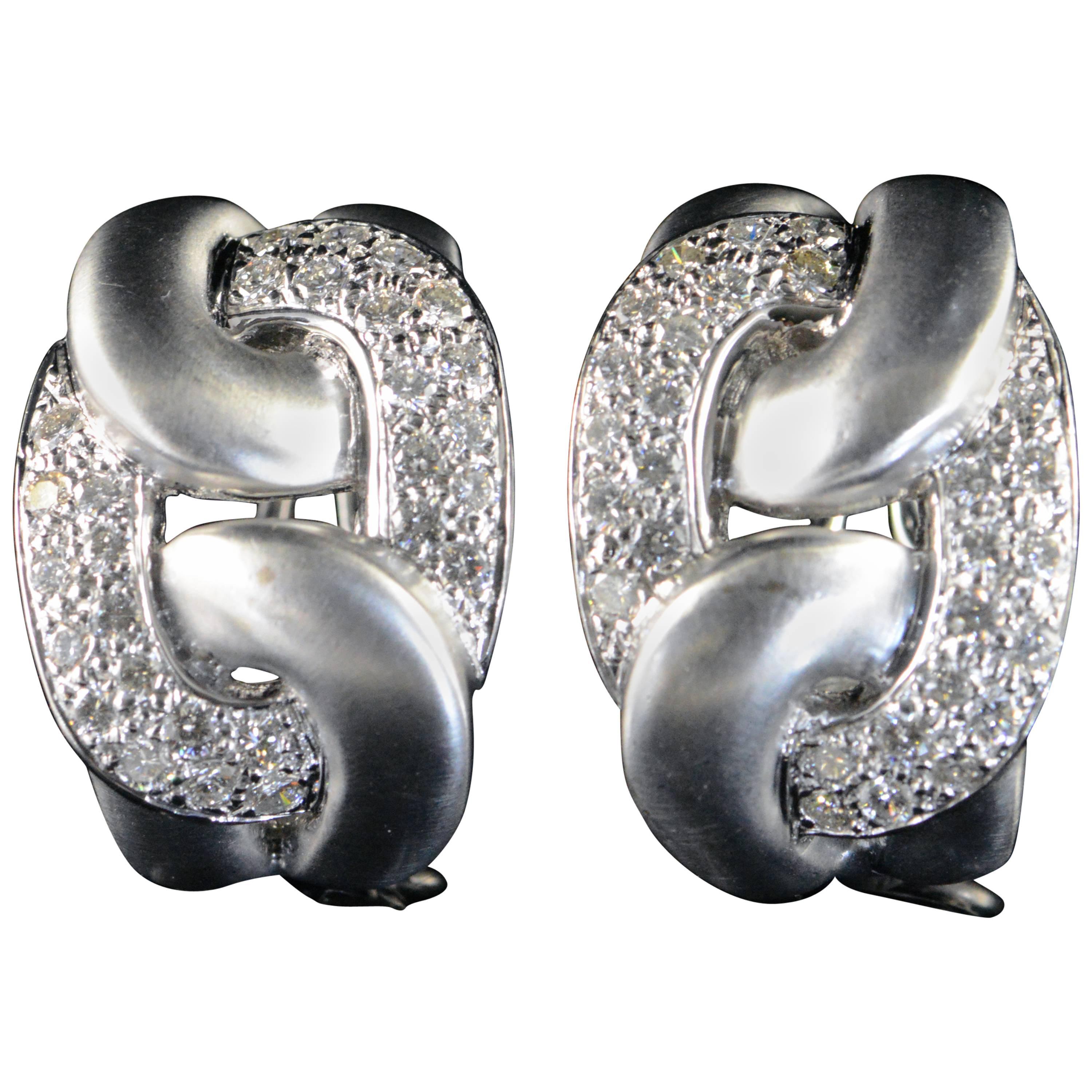 Marlene Stowe 1.50 Carats Diamonds Gold Interlocking Earrings For Sale