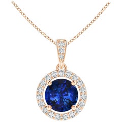 Angara GIA Certified Natural Sapphire Rose Gold Pendant Necklace with Diamond