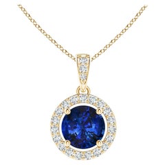 ANGARA GIA Certified Natural Sapphire Yellow Gold Pendant Necklace with Diamond
