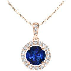 Angara GIA Certified Natural Sapphire Rose Gold Pendant Necklace with Diamond