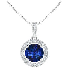 ANGARA Collana con ciondolo in oro bianco con zaffiro naturale certificato GIA e diamante
