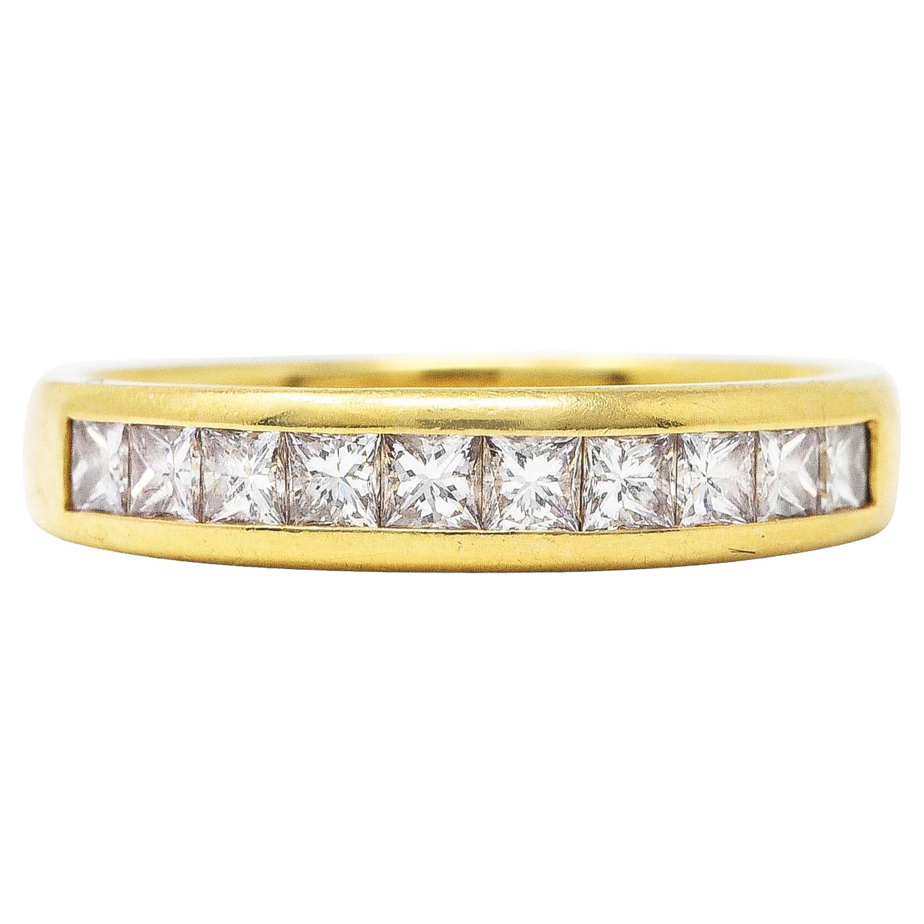 Tiffany & Co. 0.80 Carat Princess Diamond 18 Karat Yellow Gold Channel Band Ring For Sale