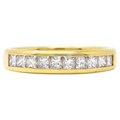 Tiffany & Co. 0.80 Carat Princess Diamond 18 Karat Yellow Gold Channel Band Ring