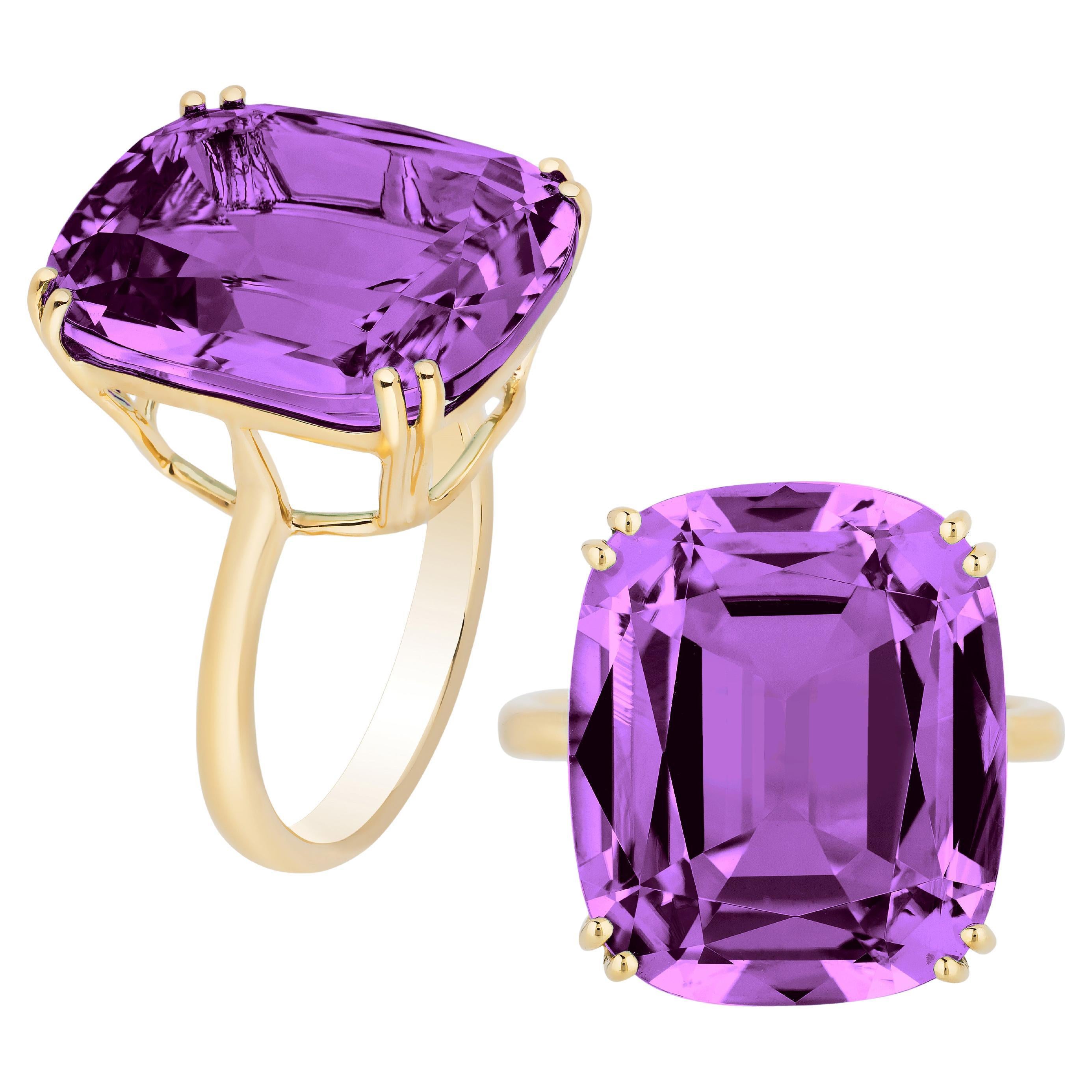 Amethyst-Kissenring mit Goshwara-Schliff