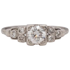 .51 Carat Art Deco Diamond Platinum Engagement Ring