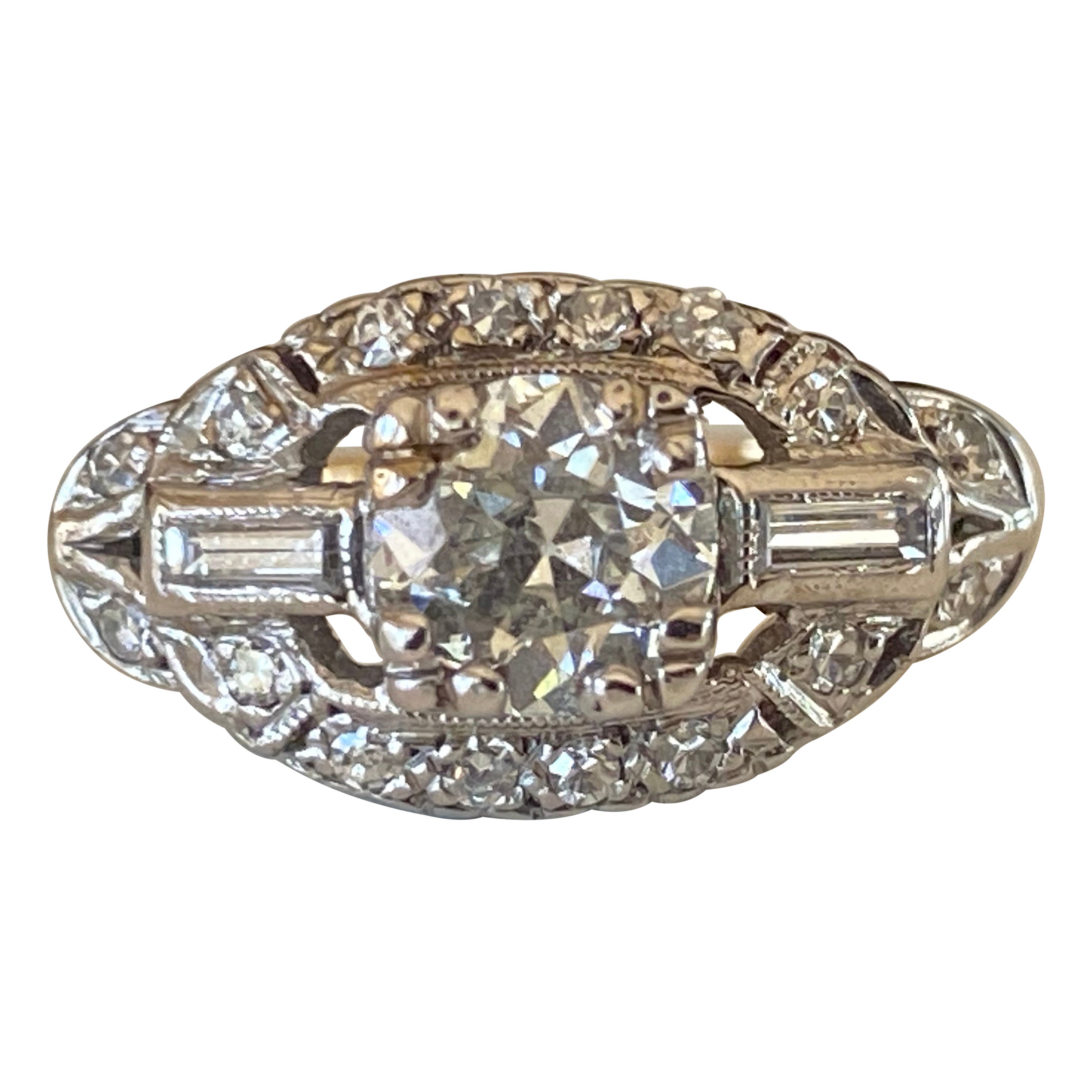 Art Deco Diamond Two-Tone Ring  For Sale