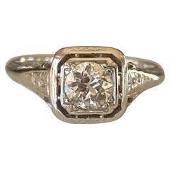 Vintage Art Deco Diamond and Filigree Solitaire Ring 