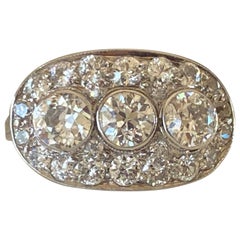 Retro Art Deco Three-Stone Diamond Cluster Ring