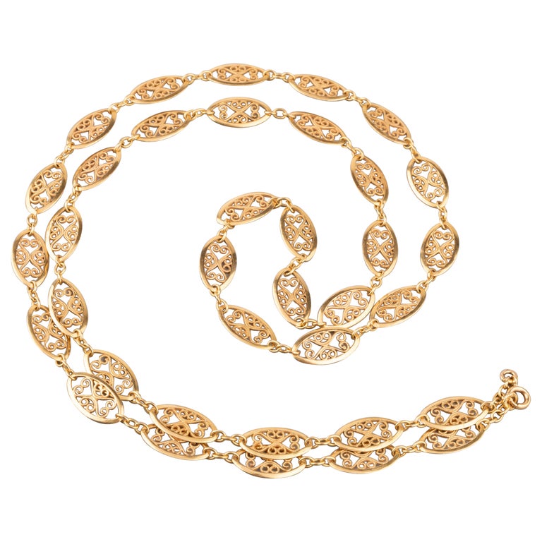 Antique French Gold Chain Necklace For Sale at 1stDibs