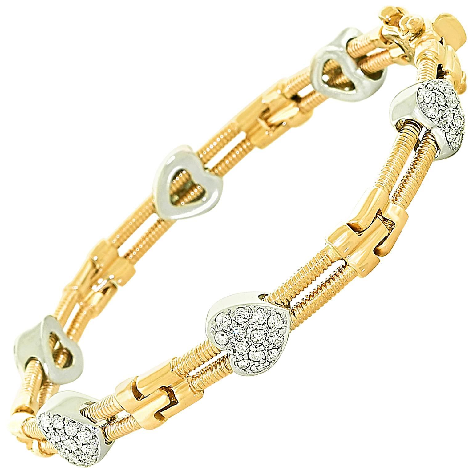 Diamond Heart and Gold Bracelet