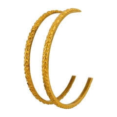 Pair of 24 Karat Pure Yellow Gold Heavy SolidBangle Bracelets