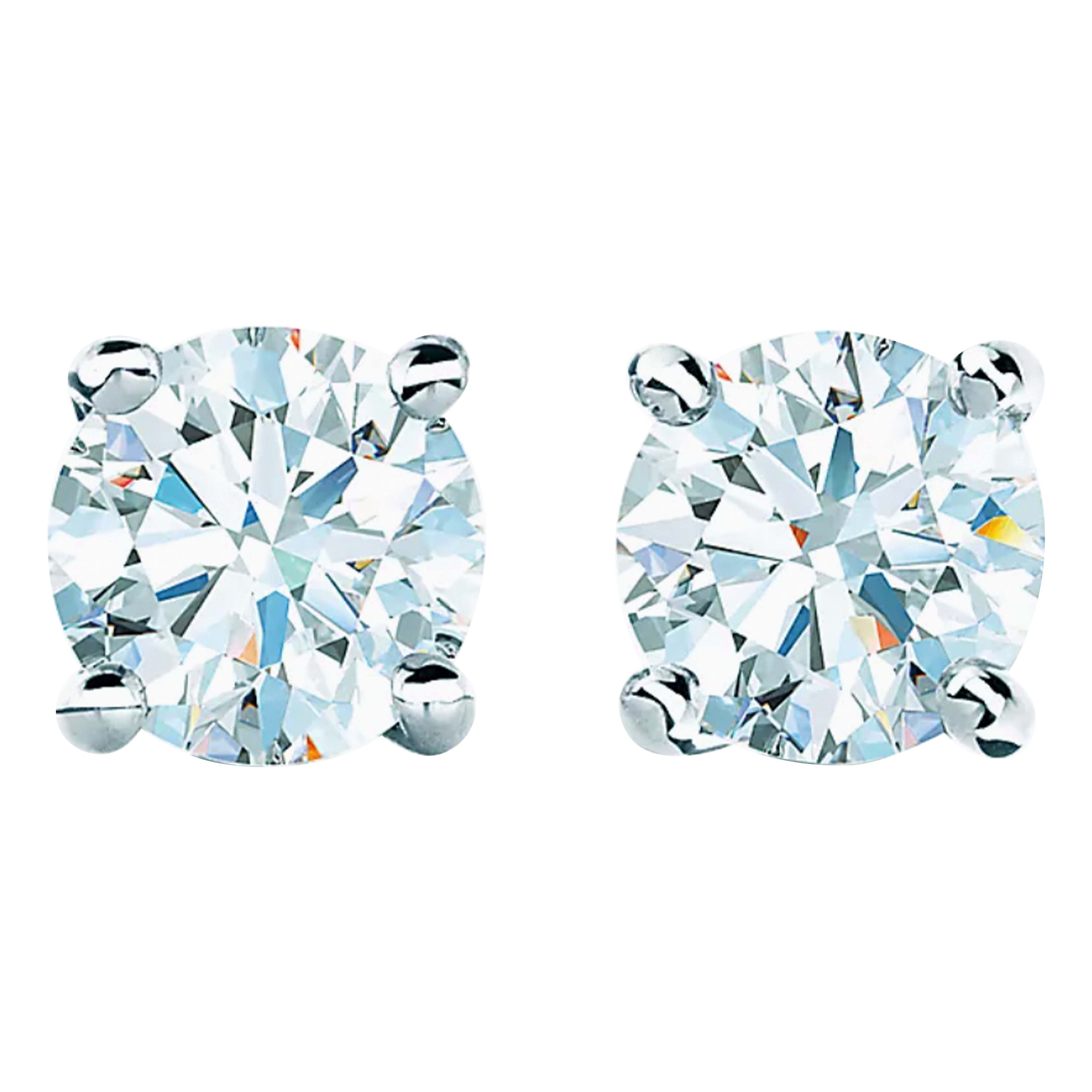 Tiffany & Co. Solitaire Diamond Stud Earrings in Platinum 0.29 Ct