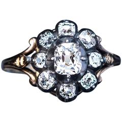 Antique Georgian Diamond Silver Gold Ring
