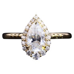 Pear Cut Vintage Diamond Wedding Ring with Antique 18K Yellow Gold