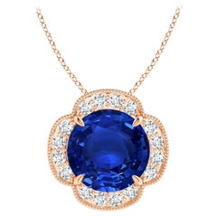 Angara GIA Certified Natural Sapphire Rose Gold Pendant Necklace with Diamonds