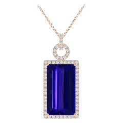 Angara GIA Certified Natural Tanzanite Solid Rose Gold Pendant Necklace