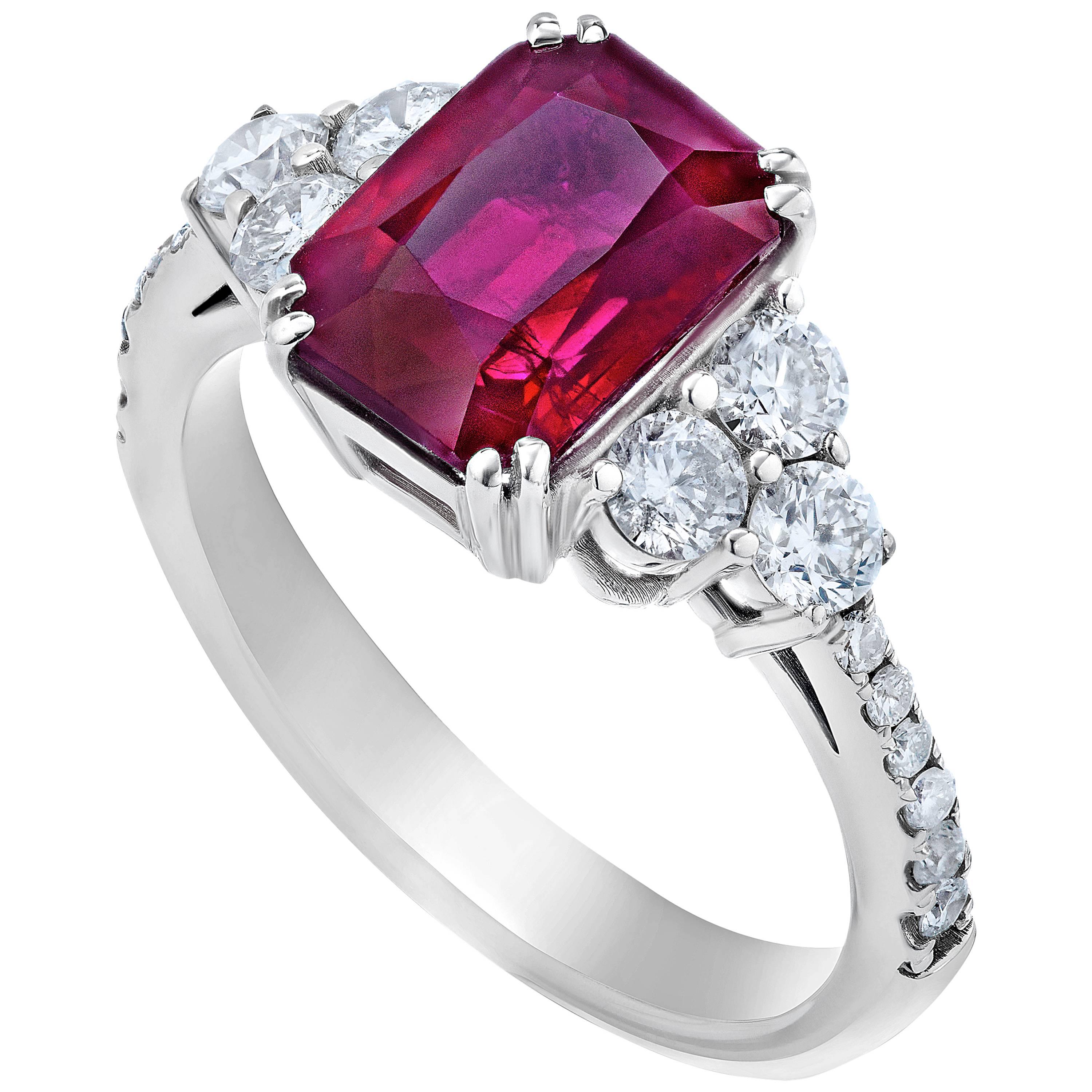 3.99 Carat Burma Ruby Diamond Gold Ring