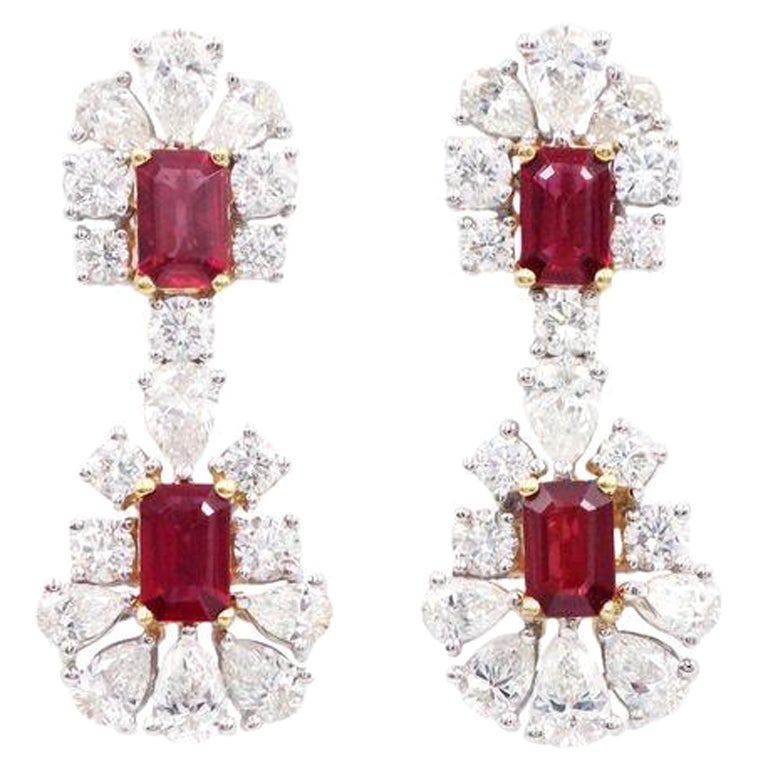 Emilio Jewelry 5.80 Carat Ruby Diamond Earrings