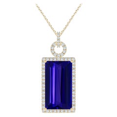 Angara Gia, collier pendentif en or jaune massif et tanzanite naturelle certifiée