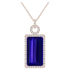 Angara Gia Certified Natural Tanzanite Solid Rose Gold Pendant Necklace