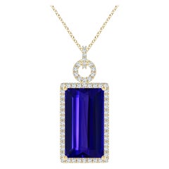 Collana con ciondolo in oro giallo massiccio con tanzanite naturale certificata GIA di Angara
